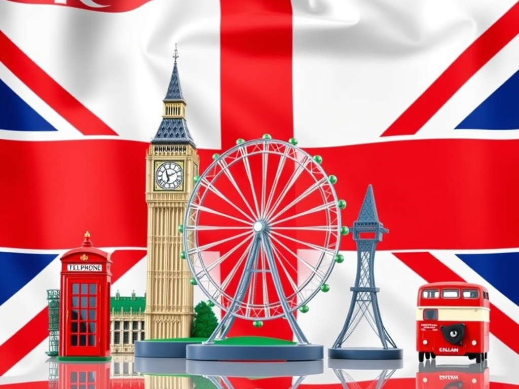 image fun realistique avec plusieurs symboles representant l angleterre sur